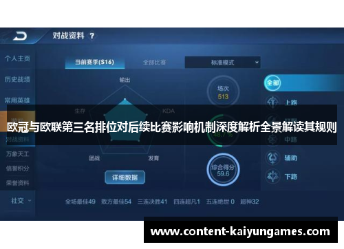 欧冠与欧联第三名排位对后续比赛影响机制深度解析全景解读其规则