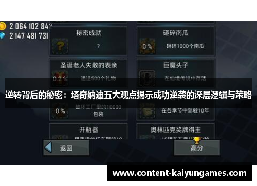 逆转背后的秘密：塔奇纳迪五大观点揭示成功逆袭的深层逻辑与策略